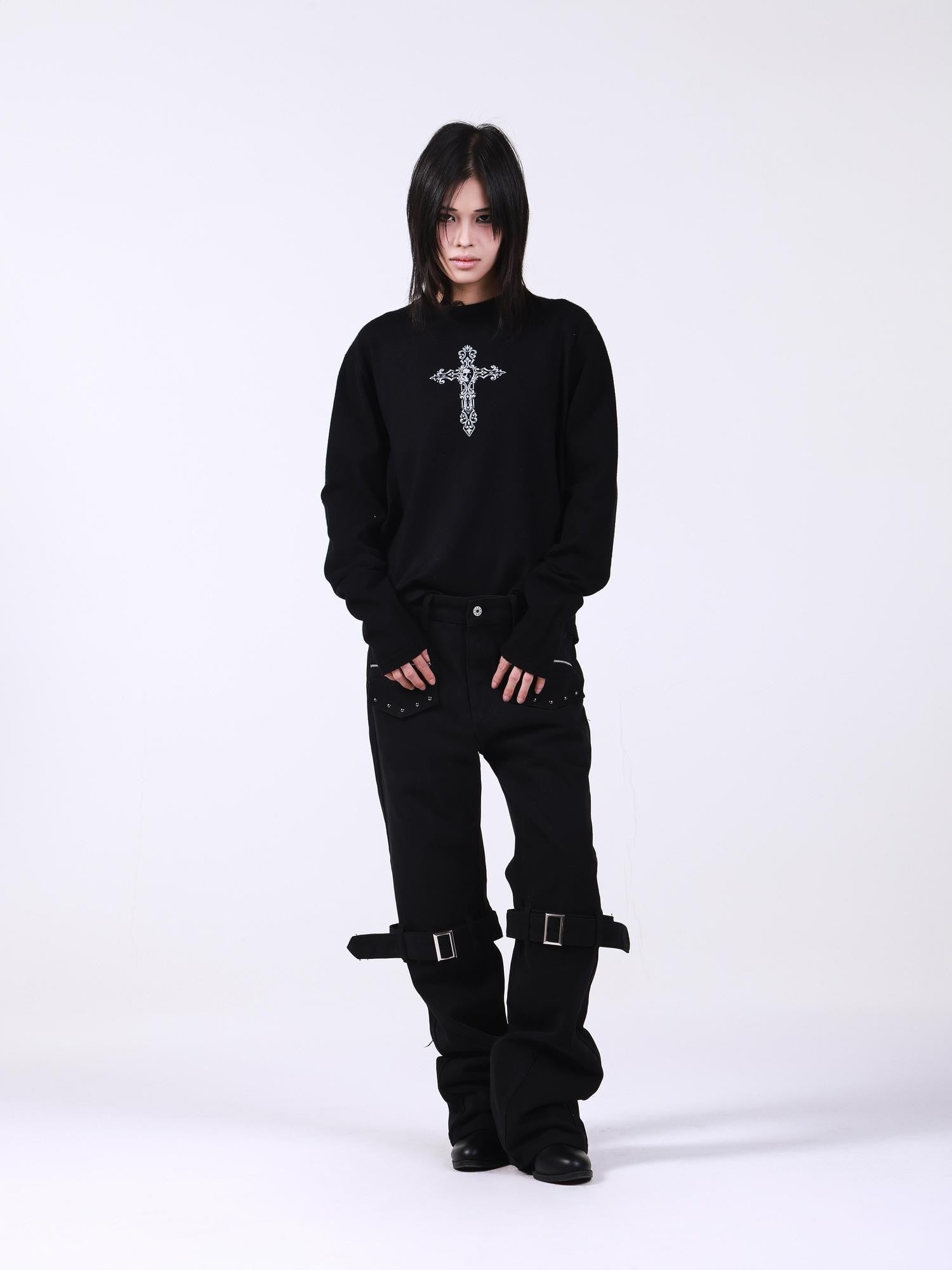 DETW onLine Skull Cross Slogan Print Slim Women&