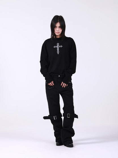 DETW onLine Skull Cross Slogan Print Slim Women&