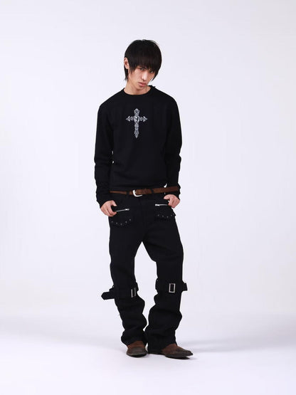DETW onLine Skull Cross Slogan Print Slim Women&