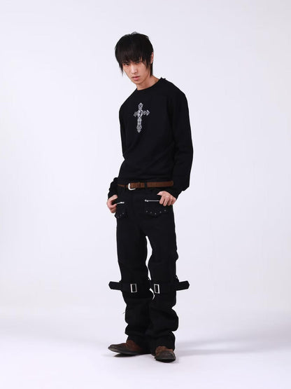 DETW onLine Skull Cross Slogan Print Slim Women&