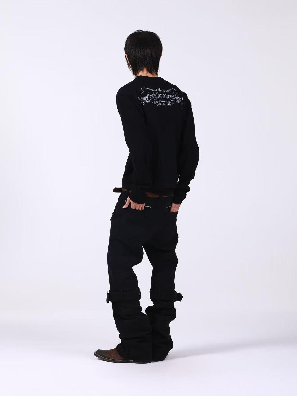 DETW onLine Skull Cross Slogan Print Slim Women&