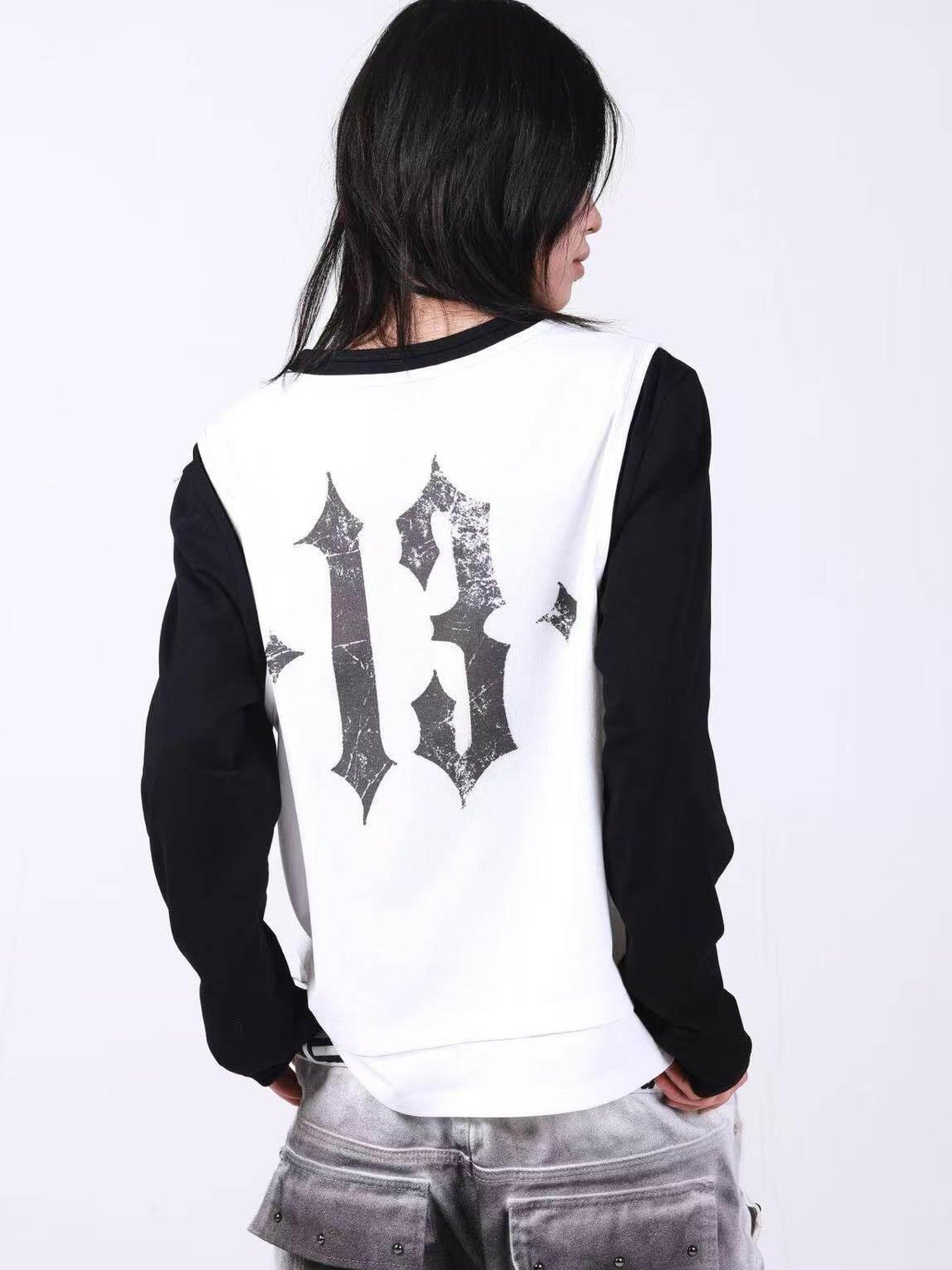DETW onLine Skull Print Double Neck Contrast Women&
