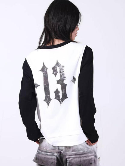 DETW onLine Skull Print Double Neck Contrast Women&