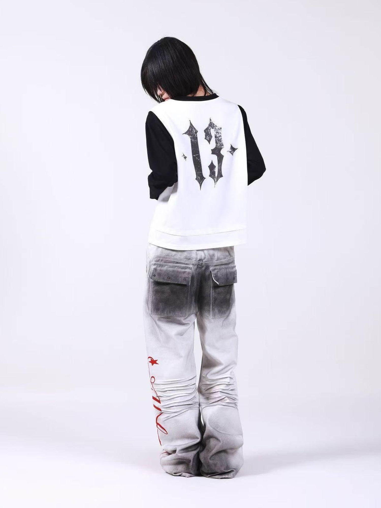 DETW onLine Skull Print Double Neck Contrast Women&