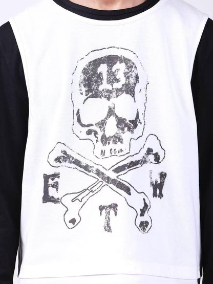 DETW onLine Skull Print Double Neck Contrast Women&
