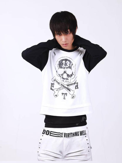 DETW onLine Skull Print Double Neck Contrast Women&
