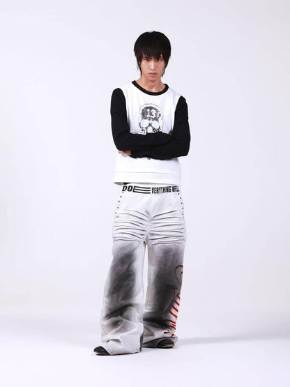 DETW onLine Skull Print Double Neck Contrast Women&