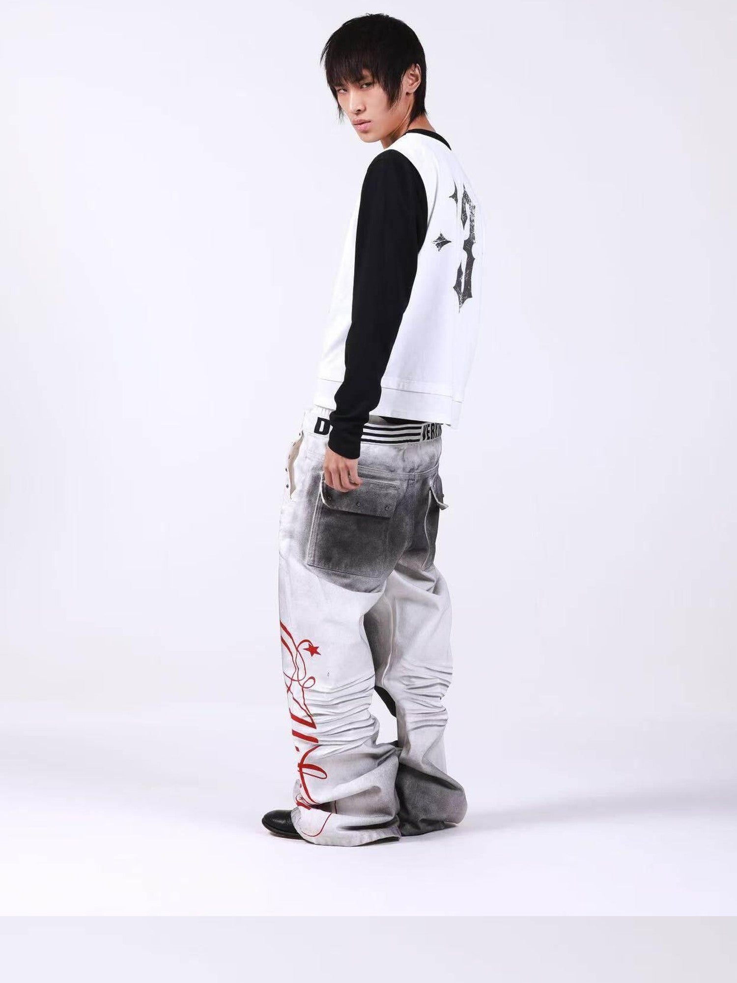 DETW onLine Skull Print Double Neck Contrast Women&