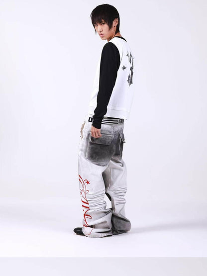DETW onLine Skull Print Double Neck Contrast Women&