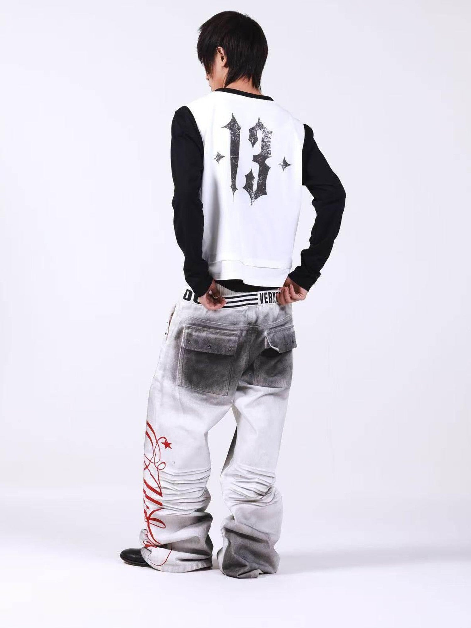 DETW onLine Skull Print Double Neck Contrast Women&