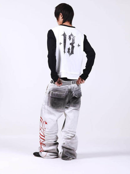 DETW onLine Skull Print Double Neck Contrast Women&