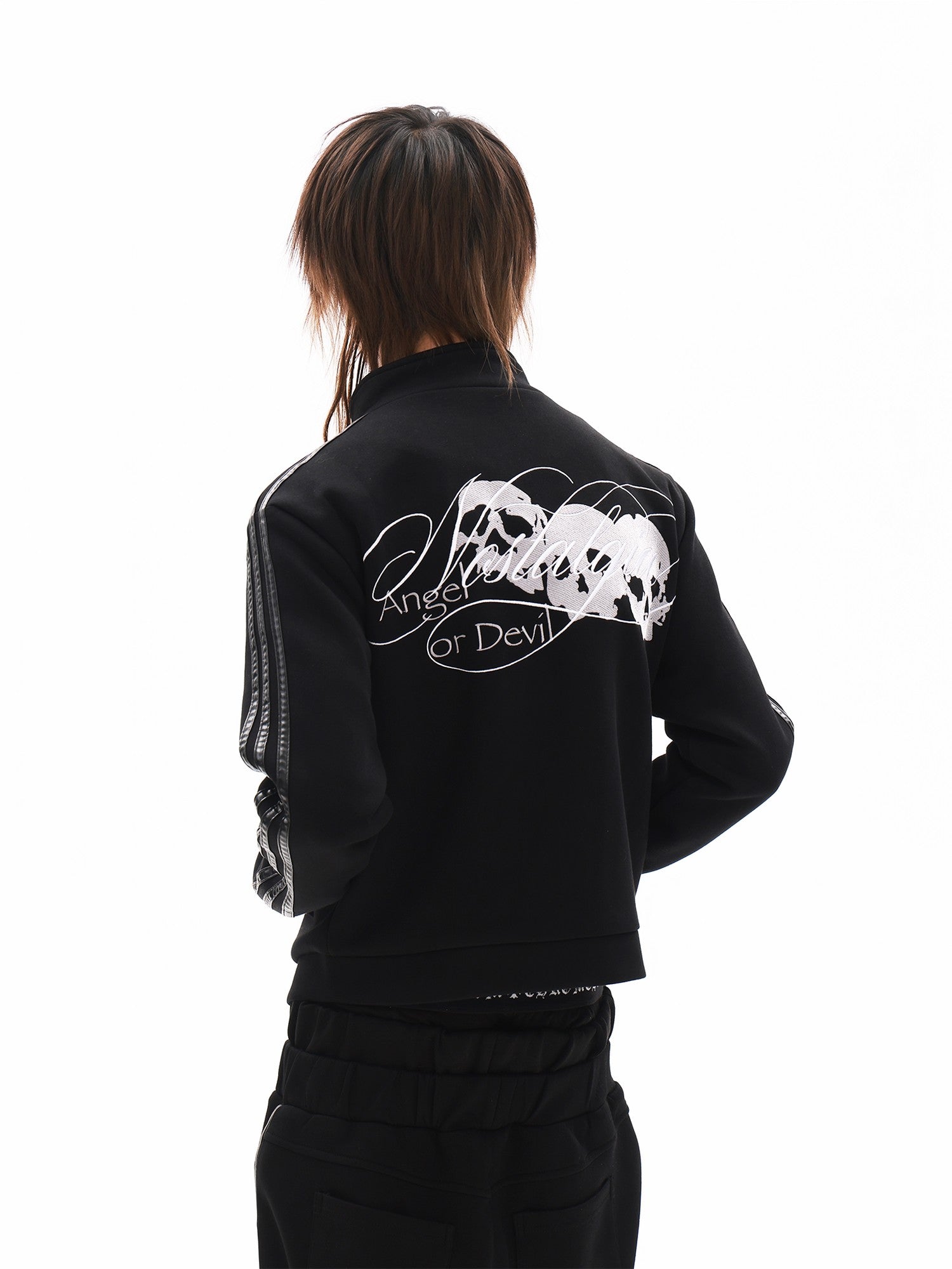 DETW onLine Skull Script Woven Tape Studded Stand Collar Women&