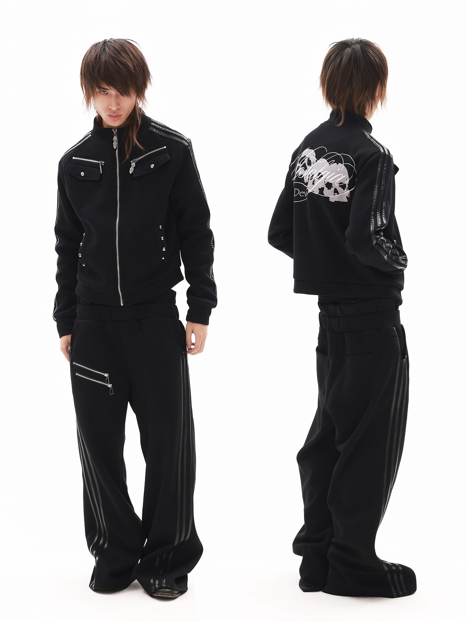 DETW onLine Skull Script Woven Tape Studded Stand Collar Women&