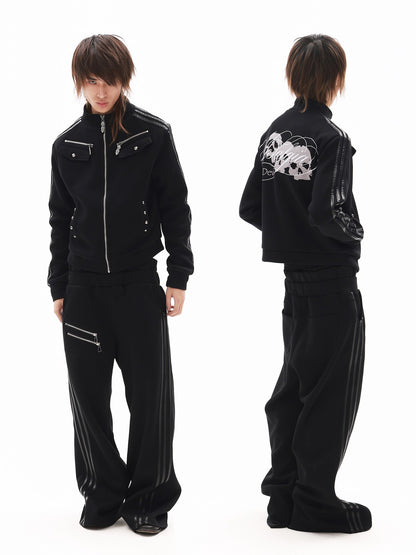 DETW onLine Skull Script Woven Tape Studded Stand Collar Women&