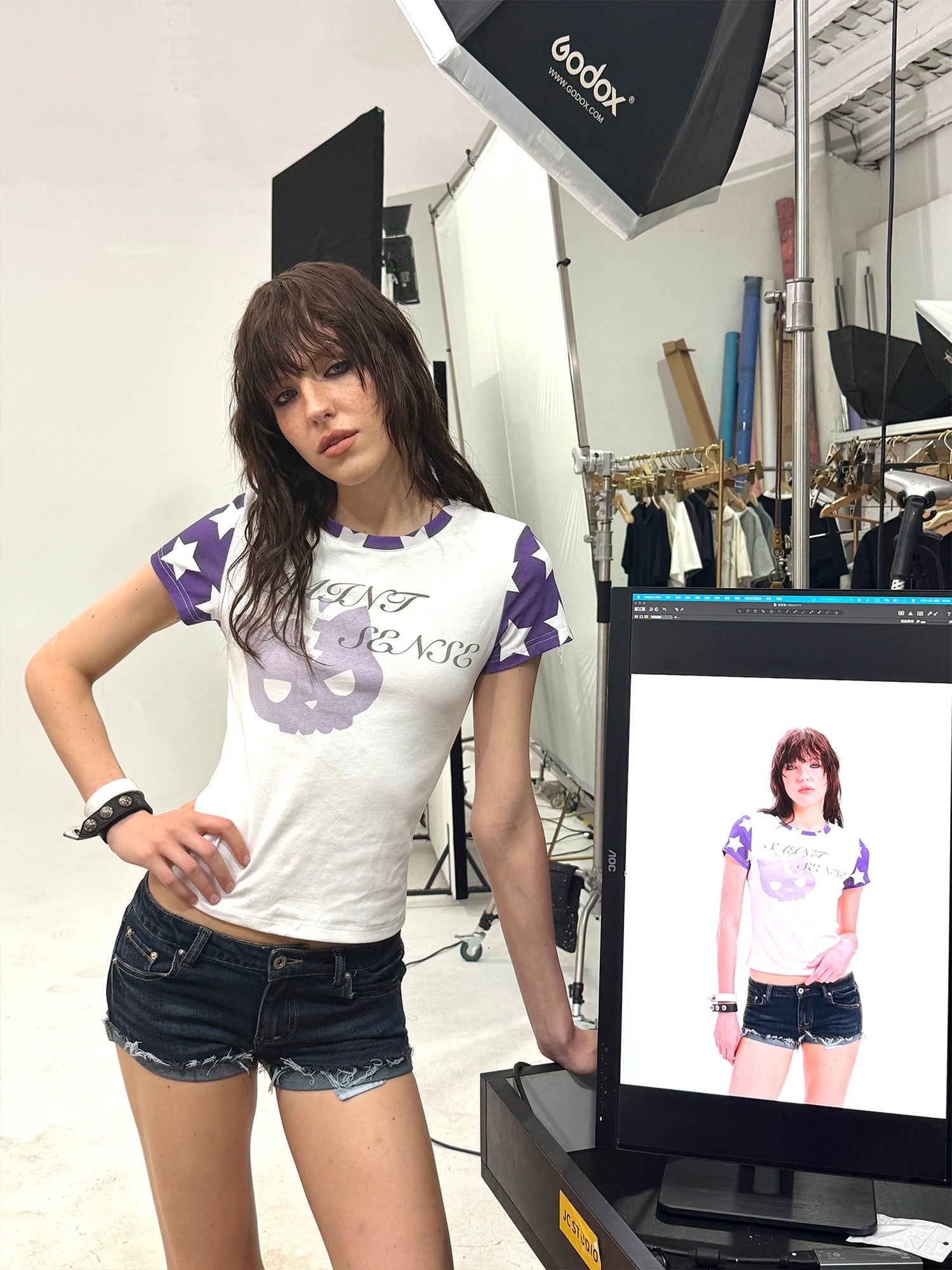 DETW onLine Skull Star Colorblock Slimming Women&