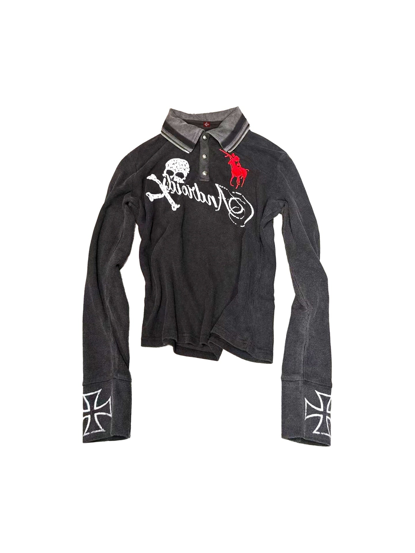 DETW_onLine_Skull_Warhorse_Embroidered_Waffle_Polo_Women&