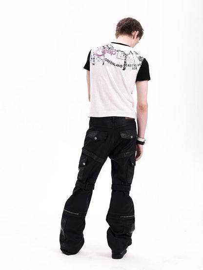 DETW onLine Slogan Print Henley Distressed Women&