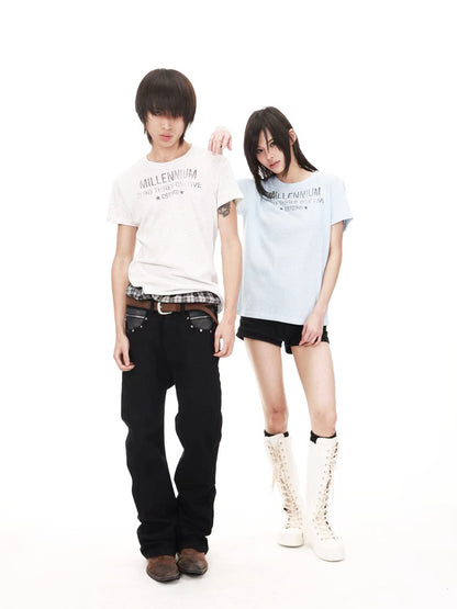 DETW onLine Snowflake Tonal Distressed Five Star Slogan Print Women&