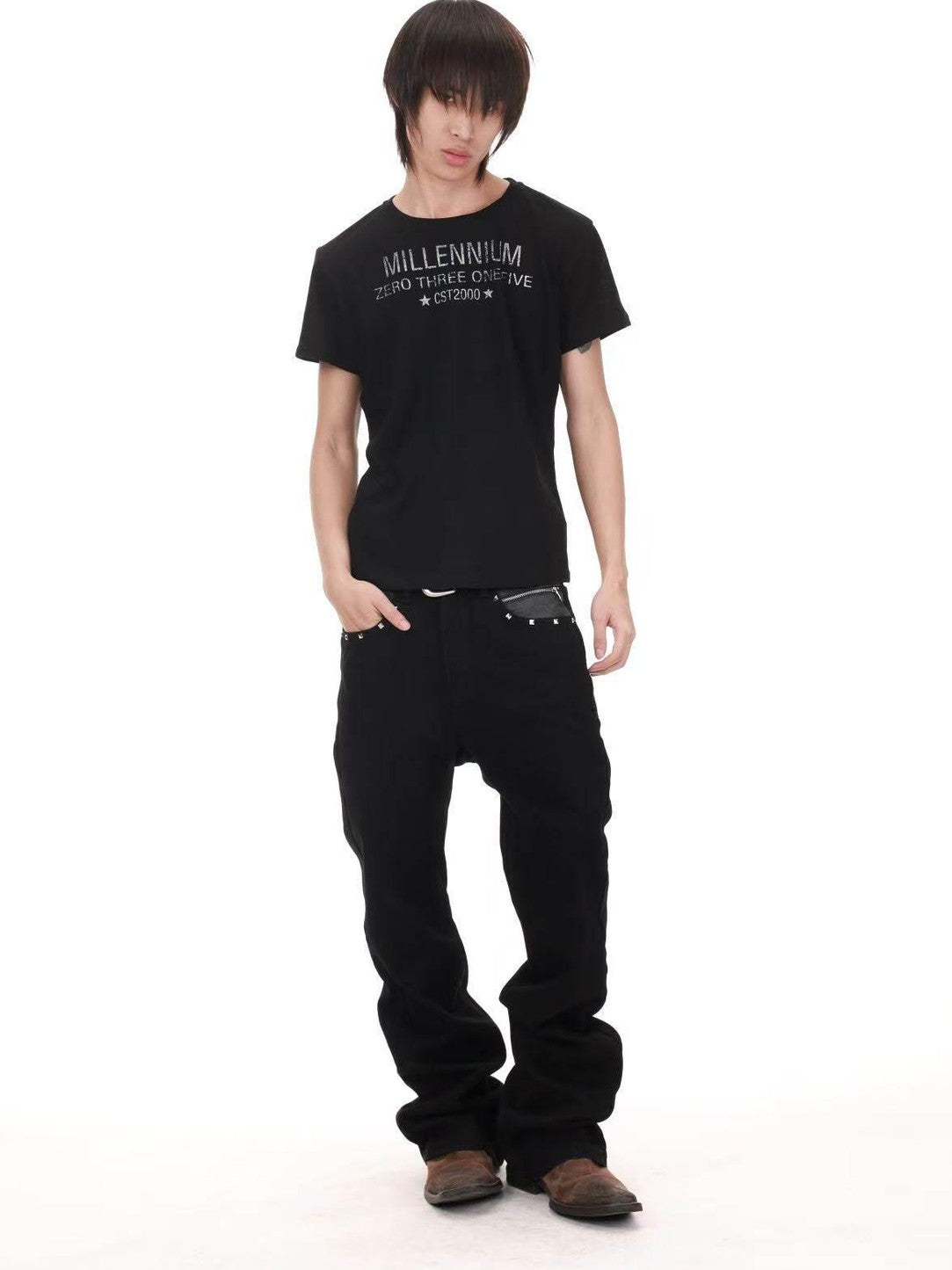 DETW onLine Snowflake Tonal Distressed Five Star Slogan Print Women&