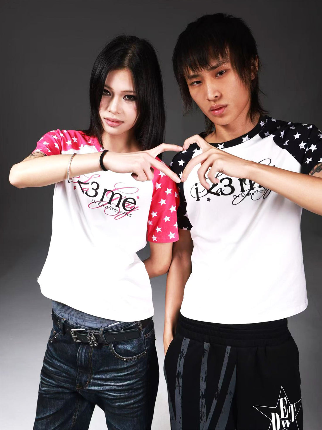 DETW onLine Star Letter Colorblock Print Raglan Women&