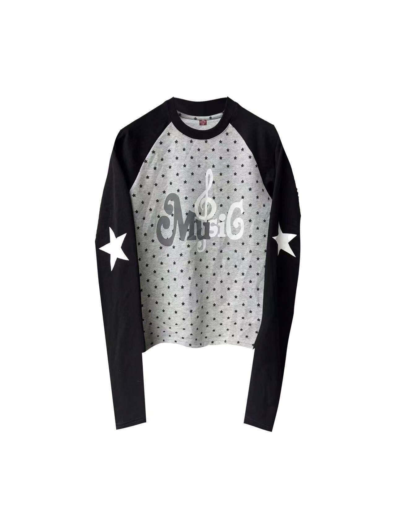 DETW_onLine_Star_Music_Contrast_Print_Raglan_Slim_Women&