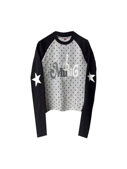 DETW_onLine_Star_Music_Contrast_Print_Raglan_Slim_Women&