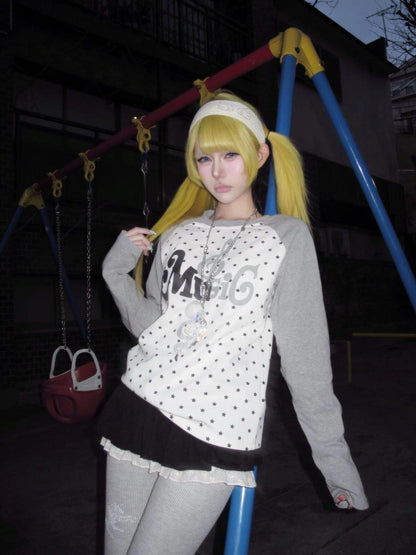 DETW onLine Star Music Contrast Print Raglan Slim Women&
