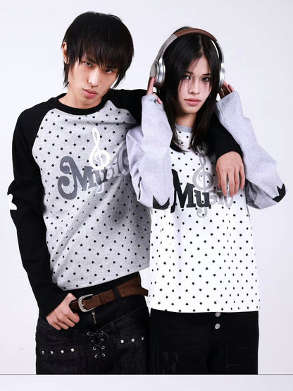 DETW onLine Star Music Contrast Print Raglan Slim Women&