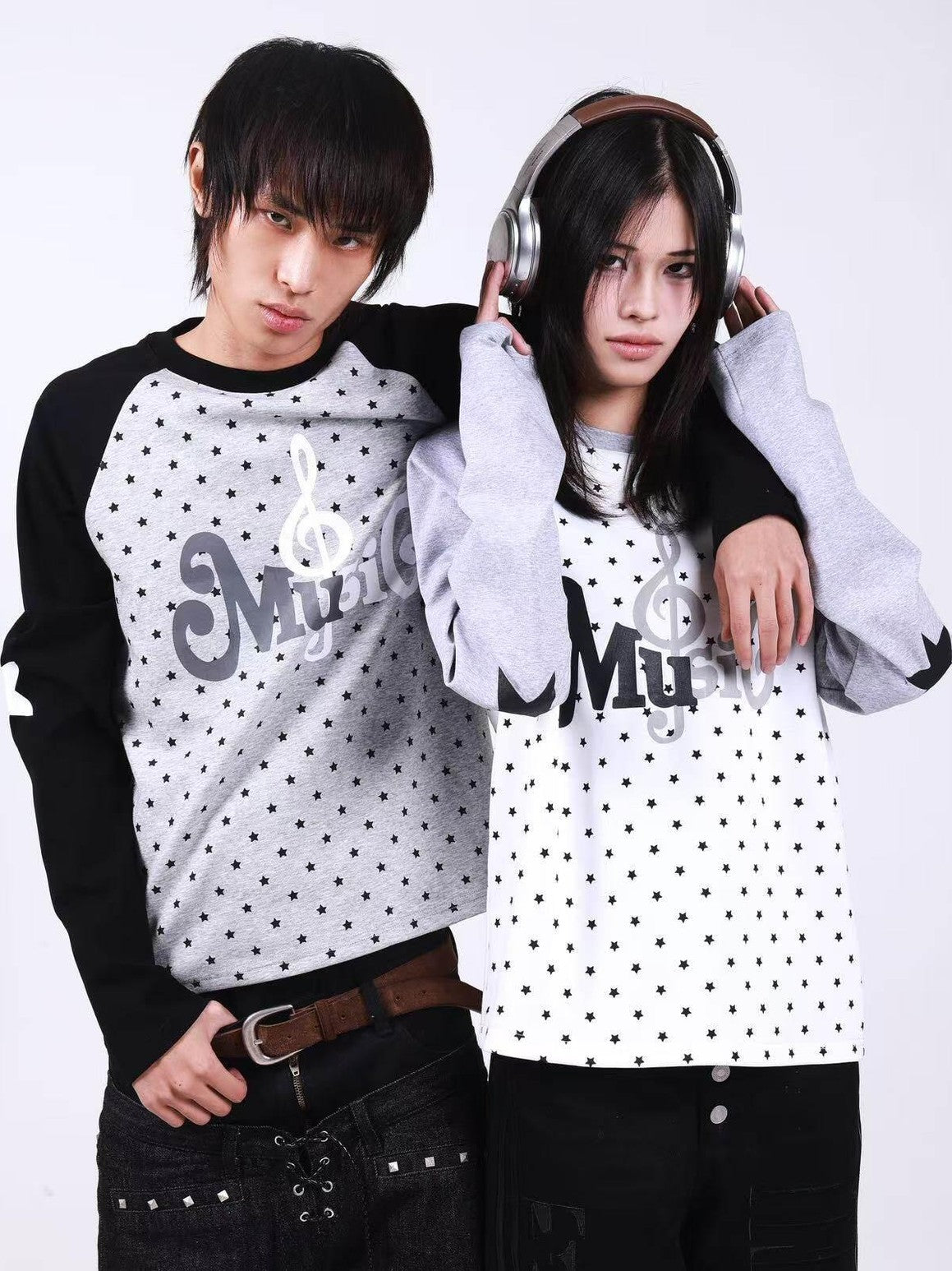 DETW onLine Star Music Contrast Print Raglan Slim Women&