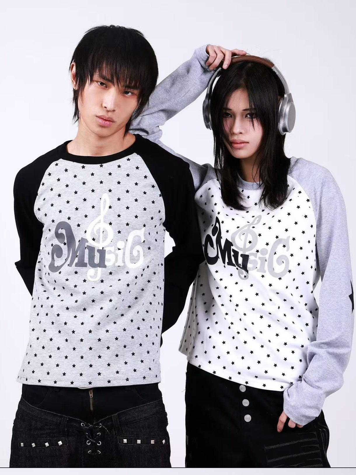 DETW onLine Star Music Contrast Print Raglan Slim Women&