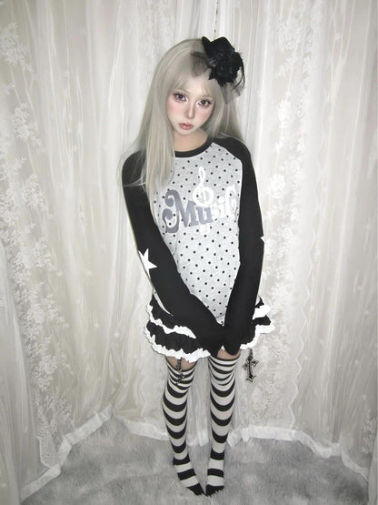 DETW onLine Star Music Contrast Print Raglan Slim Women&