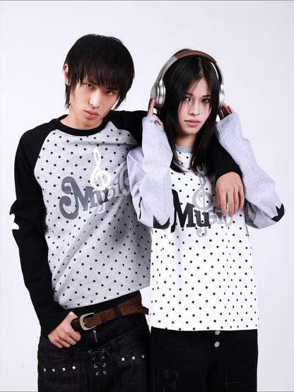 DETW onLine Star Music Contrast Print Raglan Slim Women&