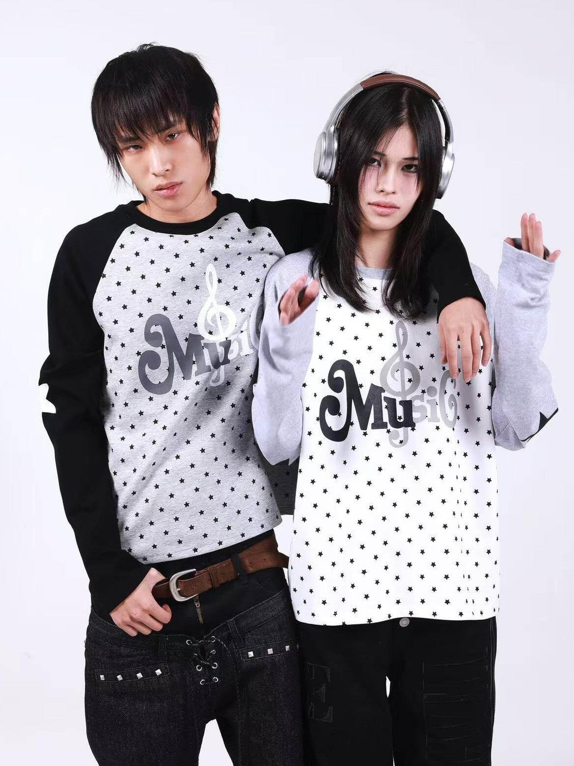 DETW onLine Star Music Contrast Print Raglan Slim Women&