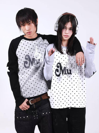 DETW onLine Star Music Contrast Print Raglan Slim Women&