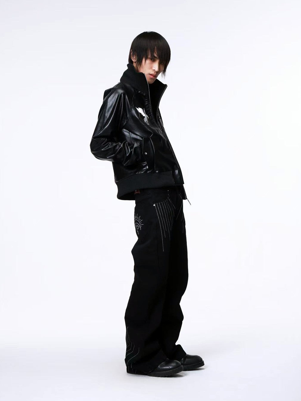 DETW onLine Starry Pegasus Embroidered Ribbed Shoulder Dark Women&
