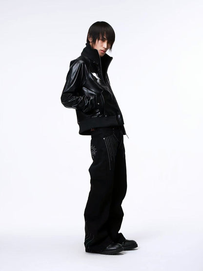 DETW onLine Starry Pegasus Embroidered Ribbed Shoulder Dark Women&