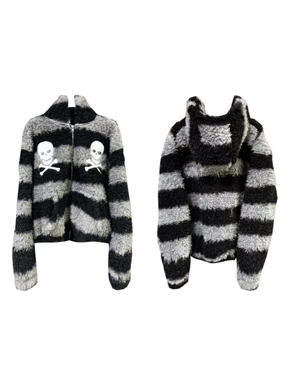 DETW_onLine_Striped_Skull_Applique_Embroidered_Hooded_Women&