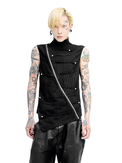 DETW_onLine_Studded_Asymmetric_Zipper_Pleated_High_Neck_Women&