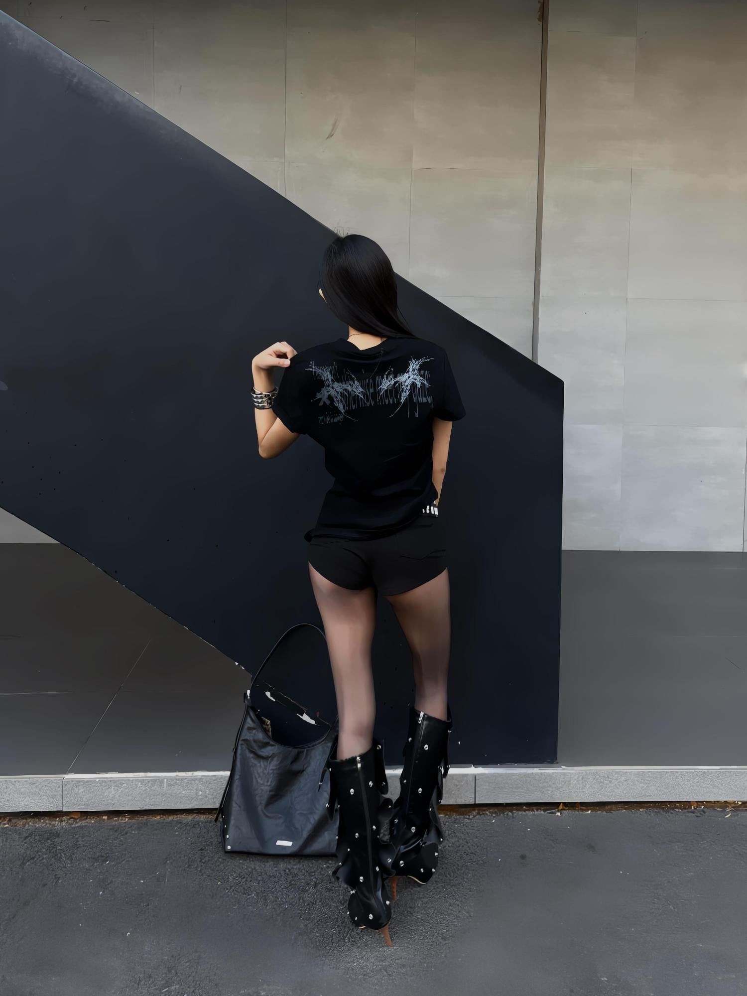 DETW onLine Thorn Gothic Slogan Digital Print Slim Fit Women&