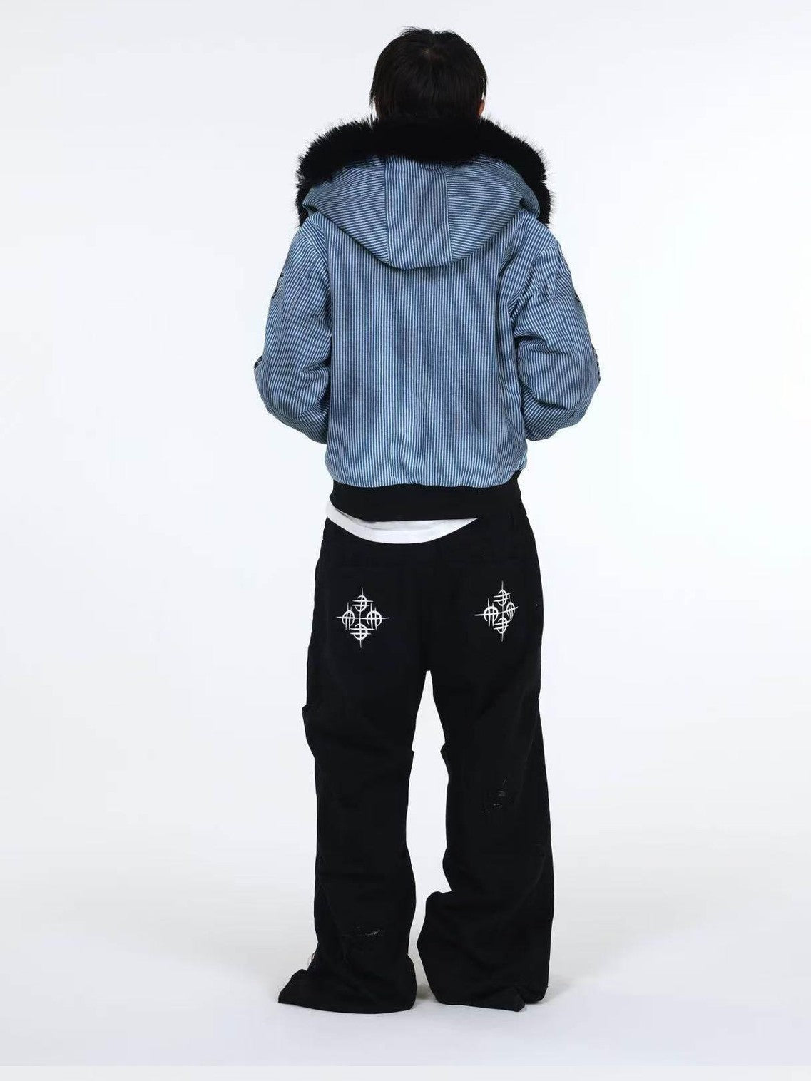 DETW onLine Tiger Print Patchwork Slash Cut Pleated Studded Women&