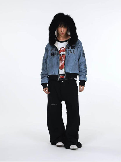 DETW onLine Tiger Print Patchwork Slash Cut Pleated Studded Women&