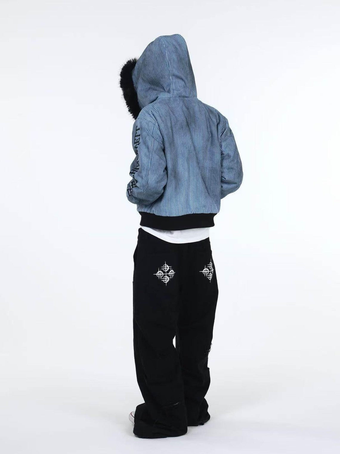 DETW onLine Tiger Print Patchwork Slash Cut Pleated Studded Women&