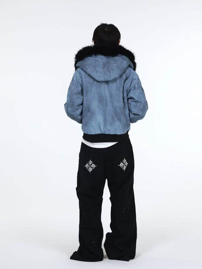 DETW onLine Tiger Print Patchwork Slash Cut Pleated Studded Women&
