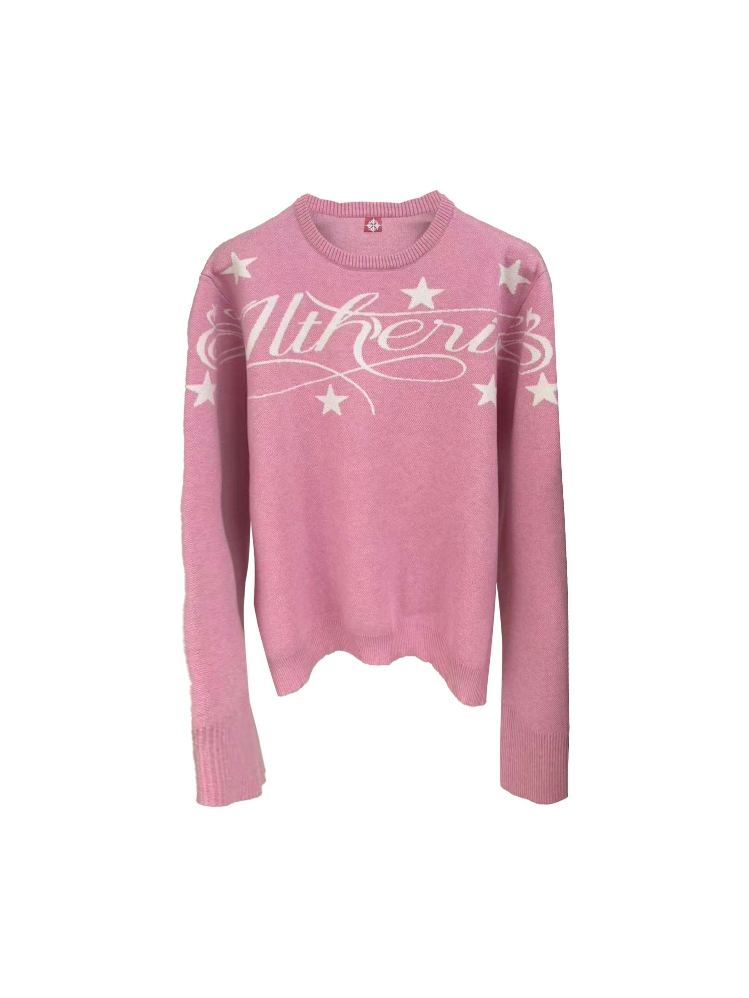 DETW_onLine_Two_Tone_Jacquard_Slogan_Round_Neck_Loose_Women&