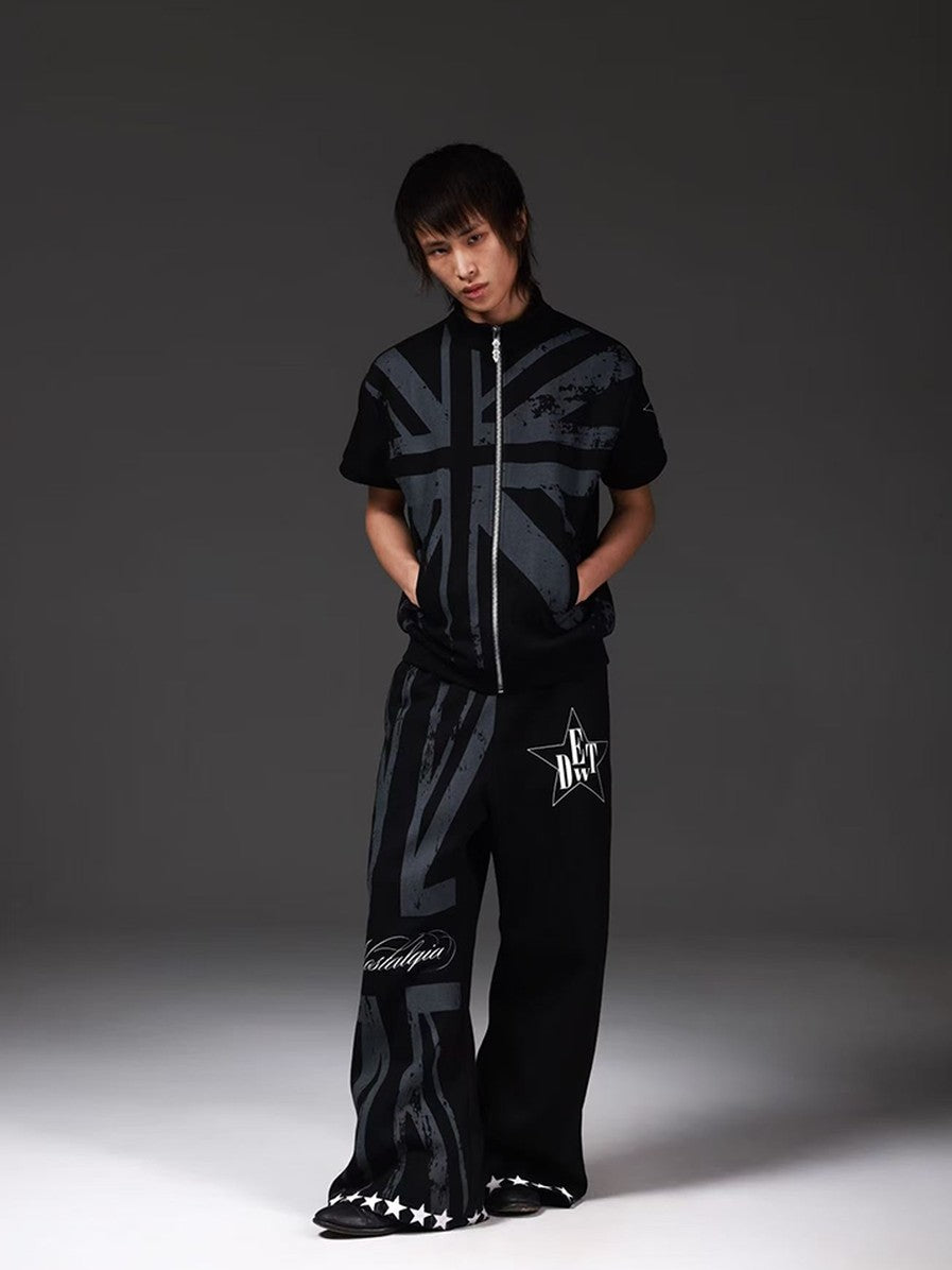 DETW onLine Union Jack Allover Print Contrast Boxing Baggy Women&