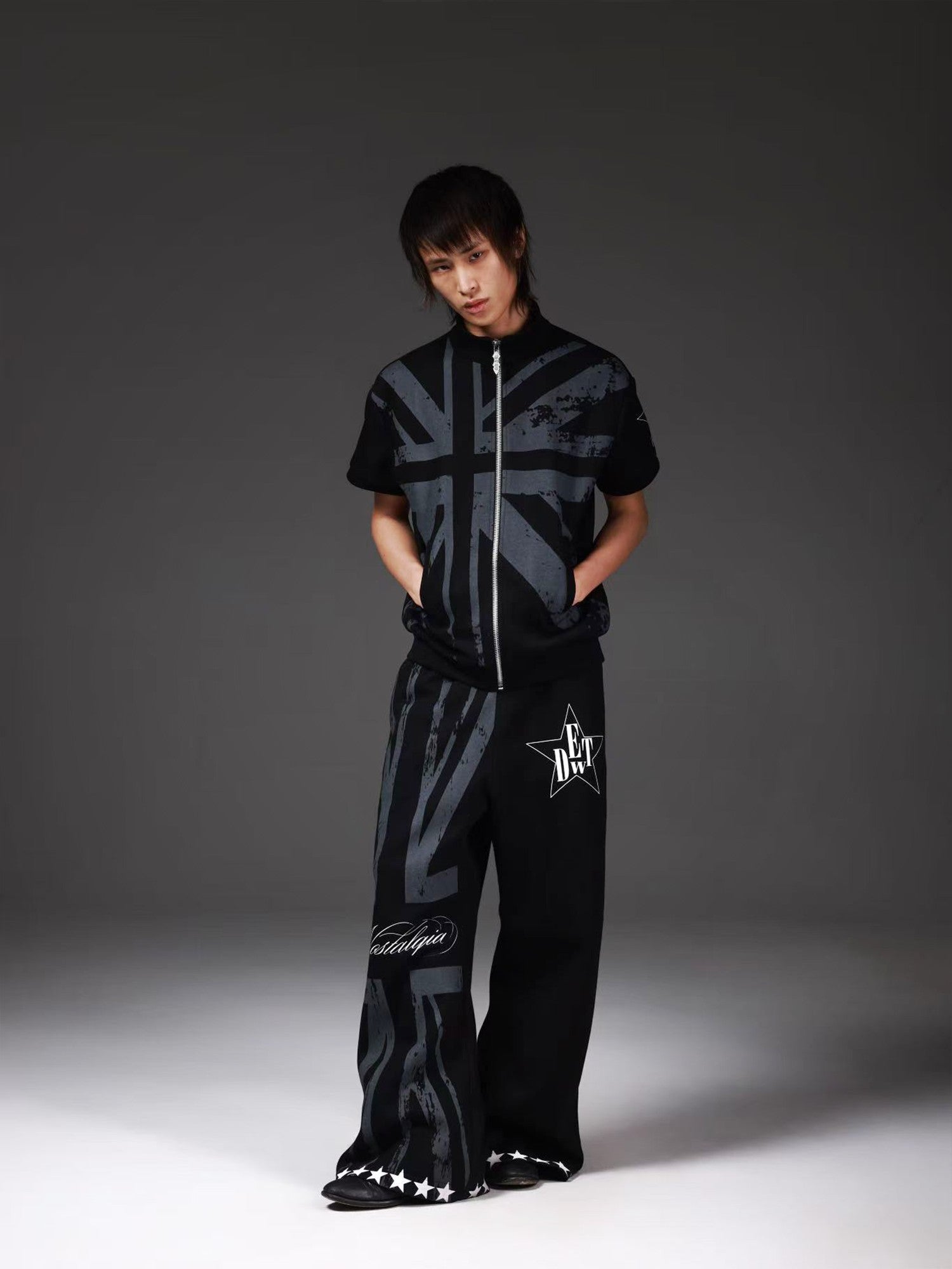 DETW onLine Union Jack Allover Print Contrast Boxing Baggy Women&