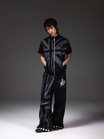 DETW onLine Union Jack Allover Print Contrast Boxing Baggy Women&