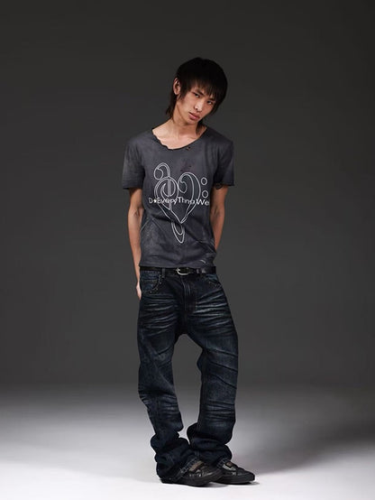 DETW onLine Union Jack Beaded Washed Distressed Pleated Women&