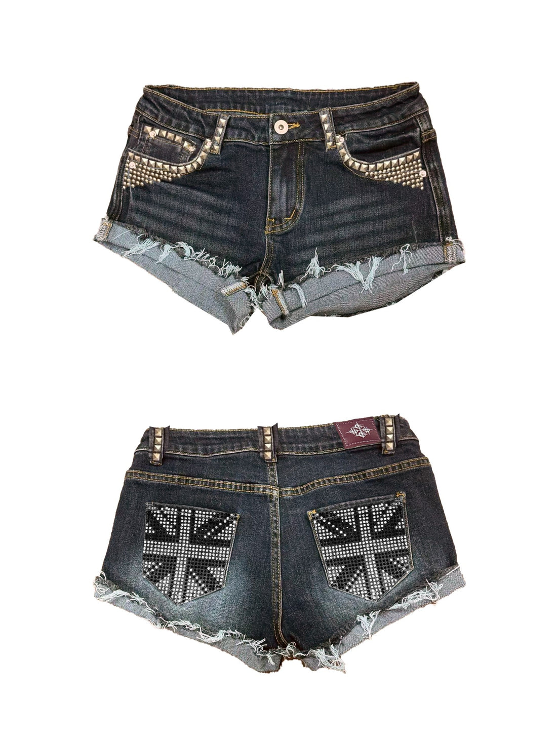 DETW onLine Union Jack Studded Washed Low Waist Women&