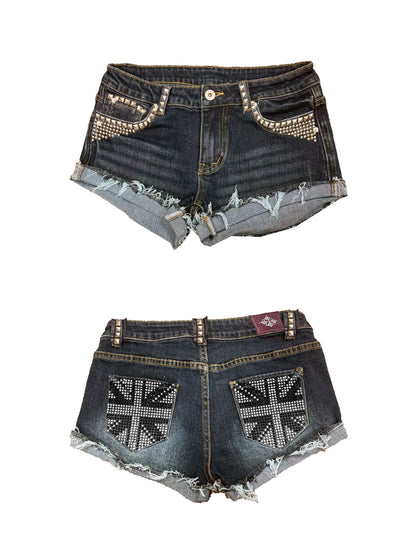 DETW onLine Union Jack Studded Washed Low Waist Women&